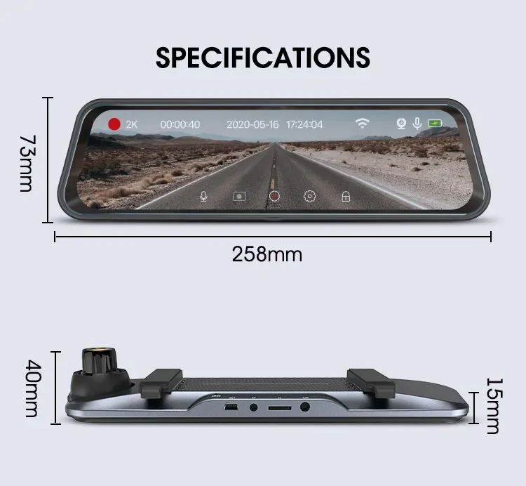 

New Maxmize 128Gb Sd Card Support G-Sensor Hd Dvr with Dual Lens Dash Records Front 2160p and Rear 1080p