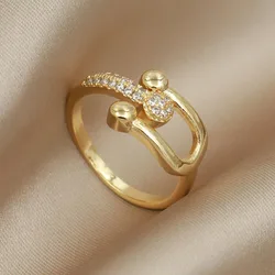 Full Crystal Geometric Adjustable Rings for Women Fashion Brand Jewelry Wedding Rings Party Gift Accessories