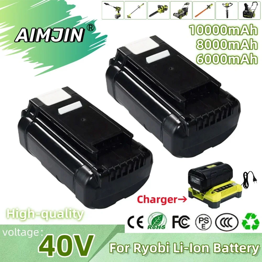 40V 10000mAh Rechargeable Lithium-ion Battery Suitable For Replacing Ryobi Power Tools OP4040 OP4050A OP40201 OP4026