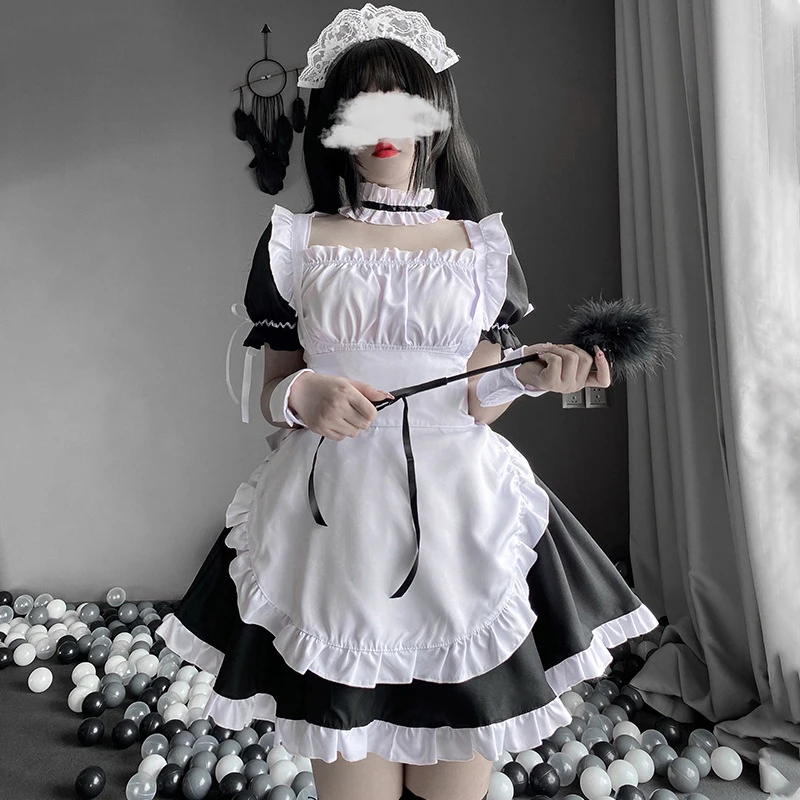 Amine Maid Cosplay Clothes Black Kawaii Lolita French Dress Girls Woman Waitress Party Stage Costumes Japanese Cafe Outfit