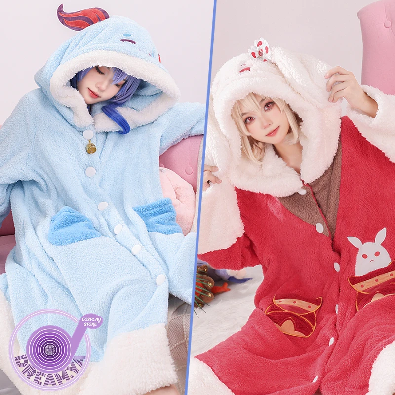 

Pre-Sale Ganyu Klee Pajamas Plush Soft Genshin Impact Cute Winter Bathrobe Warn Sleepwear Nightgown Cosplay Costume Clothes Gift