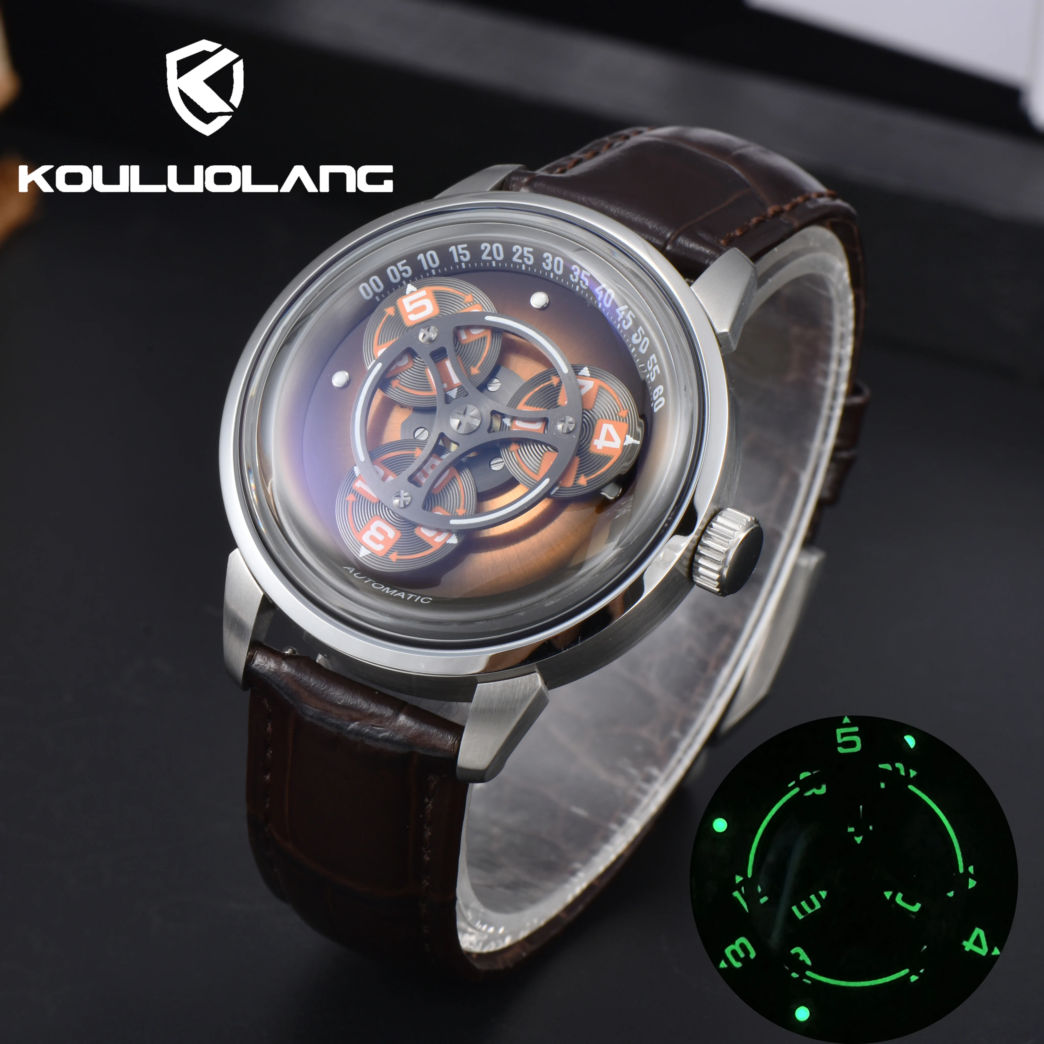 kouluolang 42mm Miyota 8215 Automatic mechanical movement green luminous high hardness glass luxury watch for men