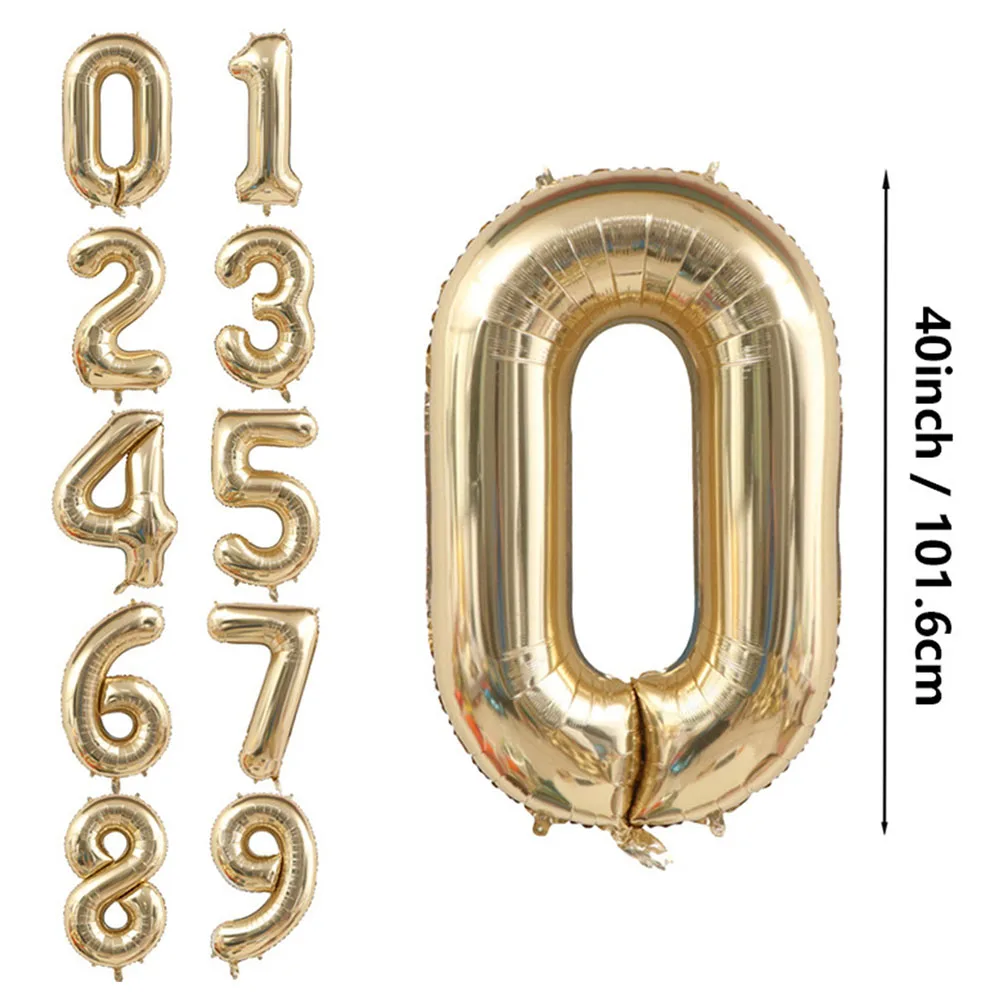 1pc 40inch Platinum Colour Number Balloons Figure Helium Balloon Digit Globos Birthday Party Decorations Baby Shower image 2