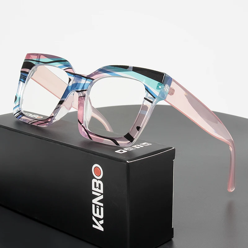 

Colorful Square Anti Blue Light Glasses for Women Eye Health Fashion Transparent Lens Unique Vintage Decorative Glasses Frame