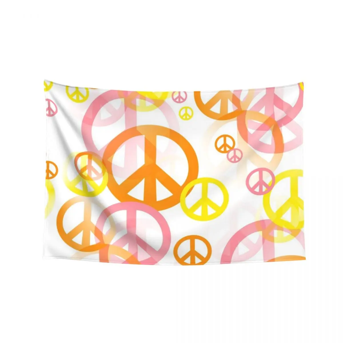 

1960's Retro Peace Signs in Orange, Pink and Yellow Tapestry Home Decor Accessories Bathroom Decor Tapestry