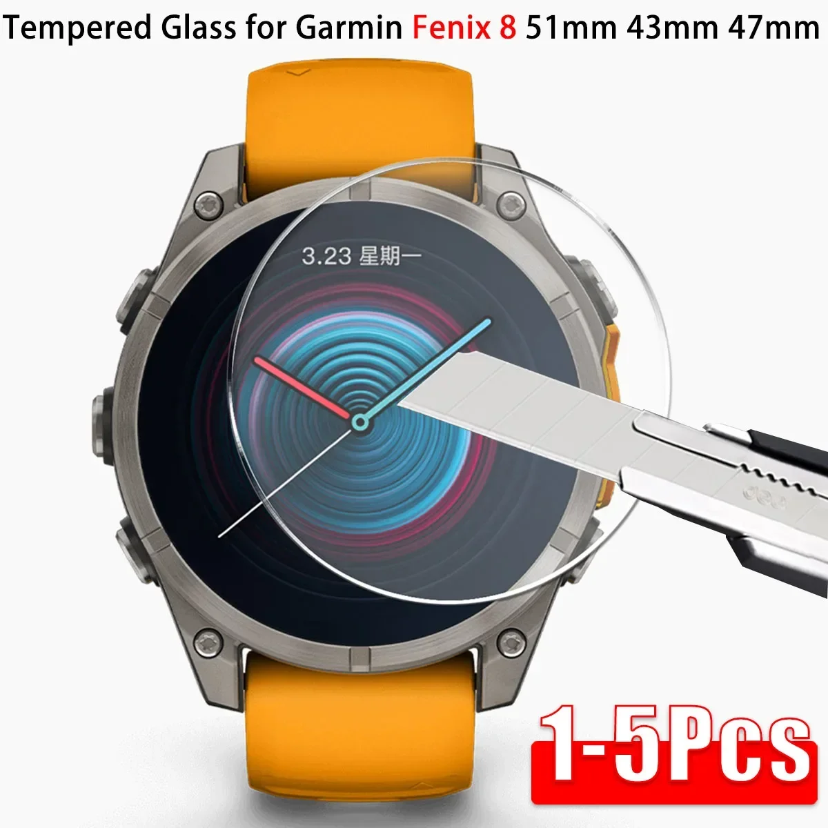 9H Premium Tempered Glass for Garmin Fenix 8 51mm 43 47mm 7/6/5 Smartwatch Screen Anti-scratch Protector 1-5PCS Film Accessories