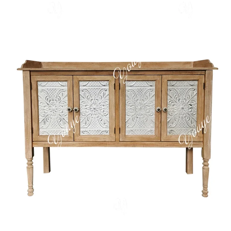 J الأمريكية الفرنسية البلد خمر جنوب شرق آسيا خشب متين الحديد منحوتة خزانة ذات أدراج خزانة جانبية مدخل خزانة منخفضة ديني #5