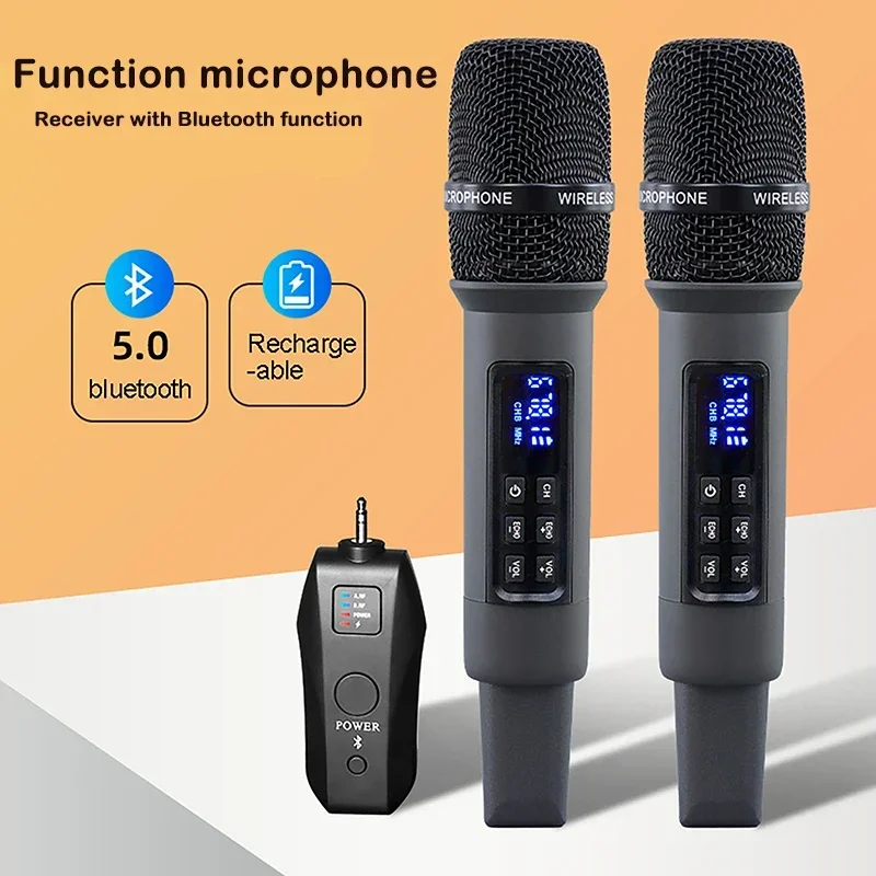 

UHF Wireless Handheld Dynamic Karaoke Microphone Bluetooth Receiver Performing Professional Home Reverb High and Low 2024 New