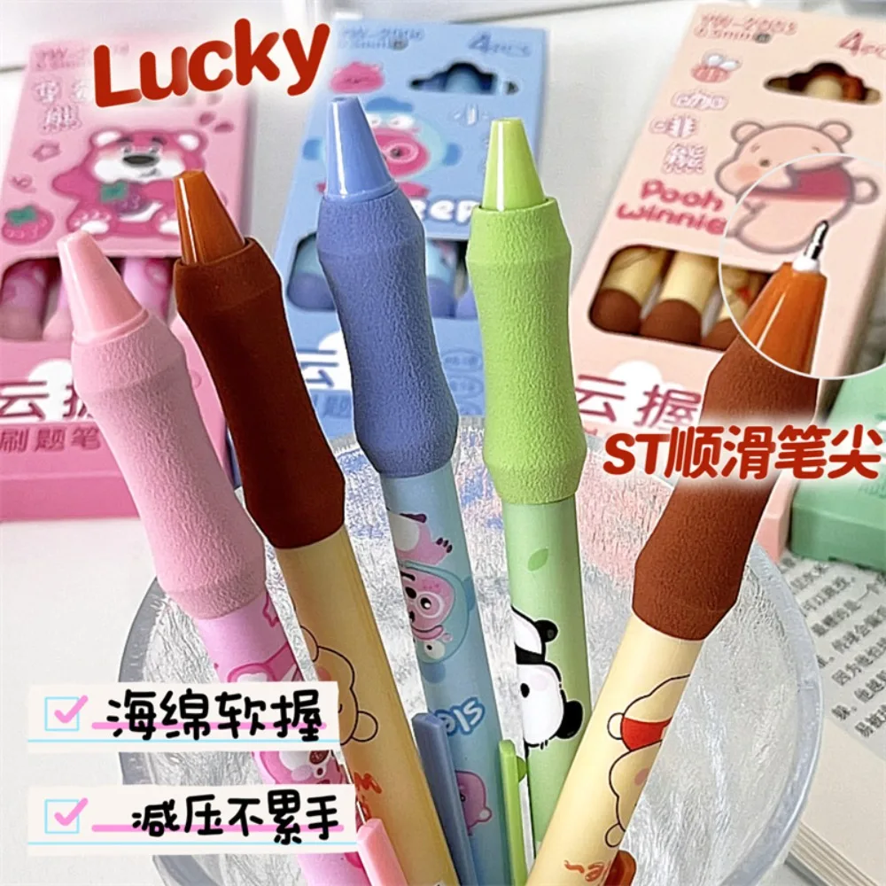 4pcs/box Anime Disney Cute Lotso Loopy Cartoon Black Quick-dry Neutral Pen Pupil Diary Study Stationery Work Articles for Use