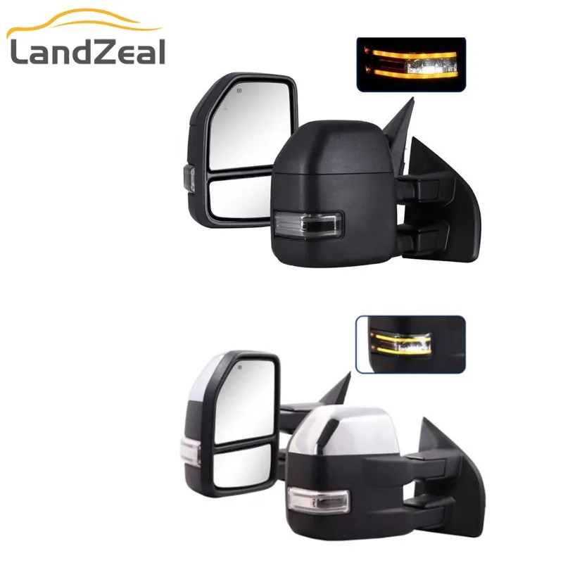 1Pair Black/Chrome 7215B-17-ESH-TS-BSM 7215C-17-ESH-TS-BSM Towing Side Mirror For 2017-2018 Ford F250 F350 F450 Super duty