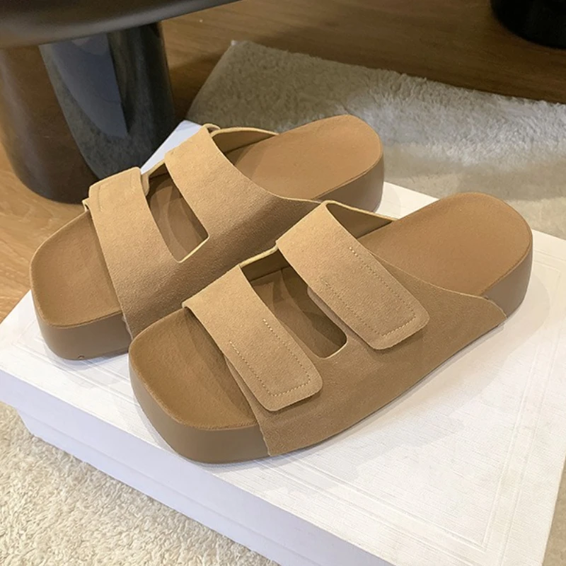 

Suede Brand Platform Sandals Women Summer New Concise Non-slip Casual Beach Shoes Ladies Fashion Designer Slippers Women Slides