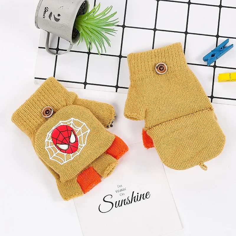 قفازات Marvel Spider-Man للأطفال الصغار نصف إصبع قفازات رياض الأطفال قفازات دافئة بعمر 4-10 سنوات هدية #3