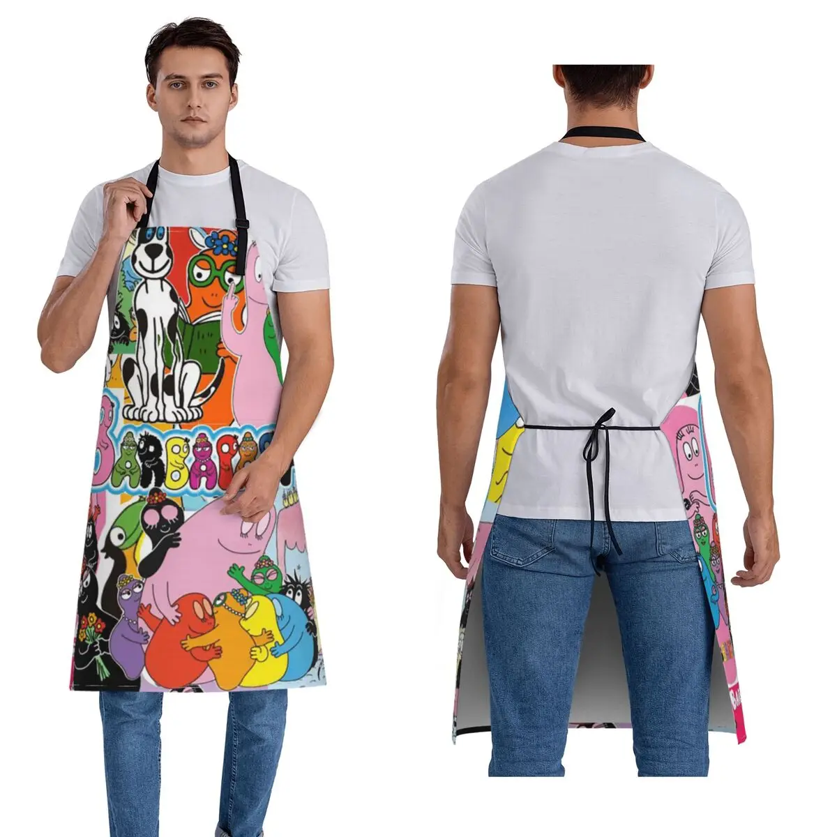 

Barbapapa Cartoon Apron Chef Cooking Cuisine Tablier Sleeveless Bib Kitchen Cleaning Pinafore for Women Men Gardening