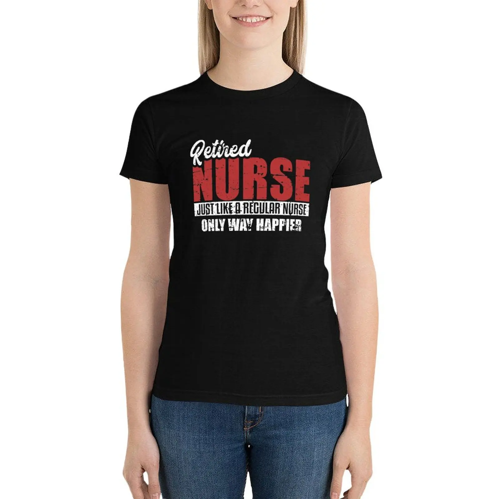 Retired Nurse Happy Medicine Retirement Party T-Shirt kawaii clothes tops funnys summer top t shirts for Women loose fit