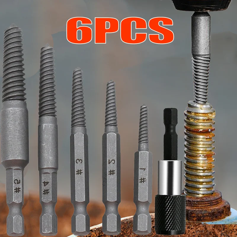 

Screw Extractor Set Center Drill Bits Carbon Steel Guide Easy Out Broken Damaged Pipe Bolt Remover Hex Shank Spanner Hand Tools