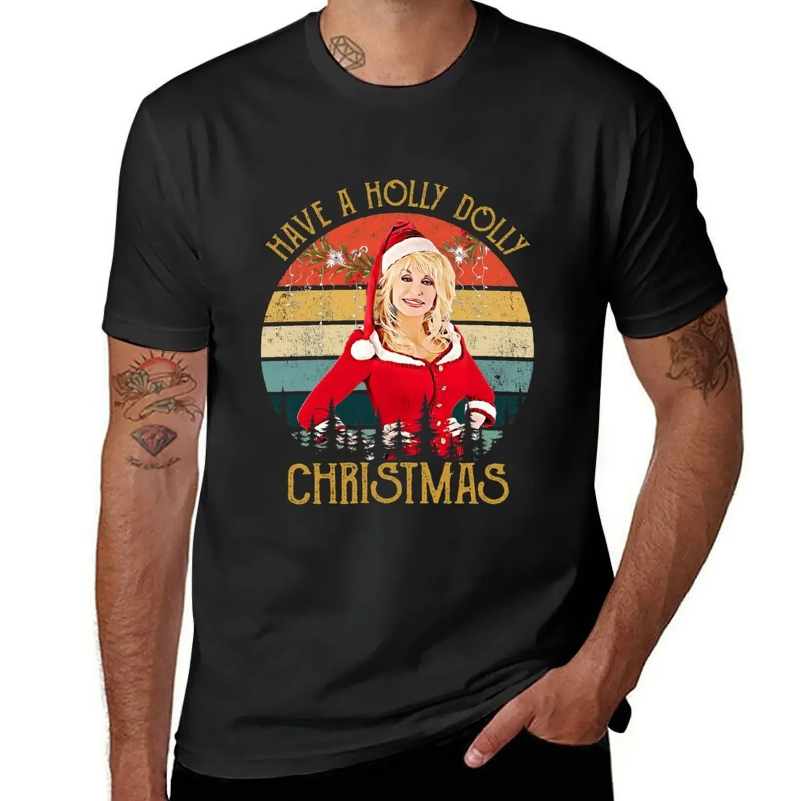 

Vintage Have a Holly Dolly Christmas Love Country Music T-Shirt Clothing new gifts and t-shirts plus size clothes Men's t-shirt