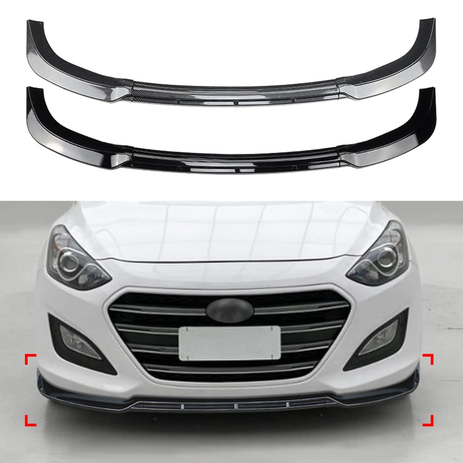 

Front Bumper Spoiler Lip For Hyundai I30 MK2 MK2.5 2012 2013 2014 2015 2016 2017 Carbon Fiber Look/Gloss Black Lower Splitter