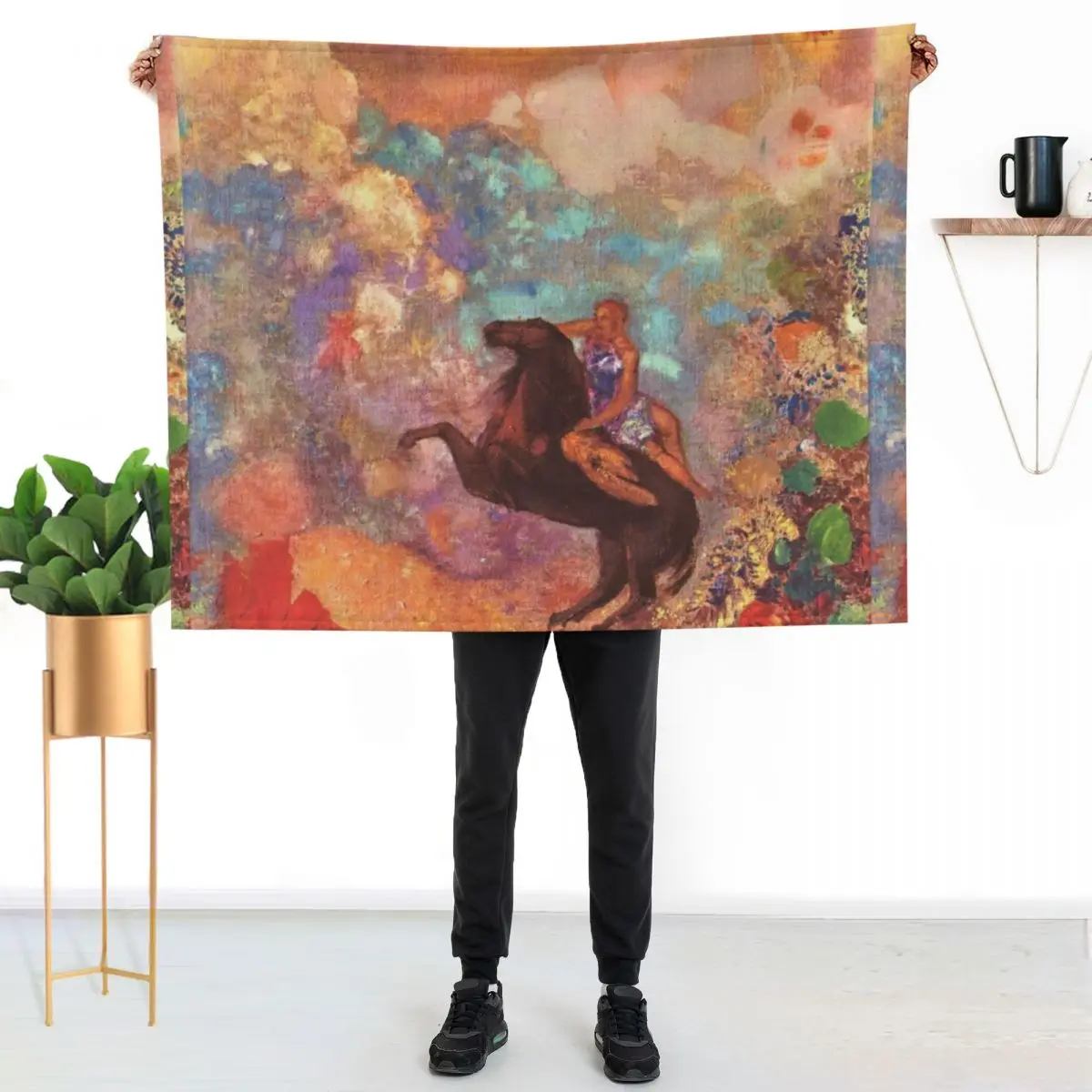 HD The Muse on Pegasus, by Odilon Redon The Muse on Pegasus (1900) High Definition Throw Blanket Designers Plaid Polar Blankets