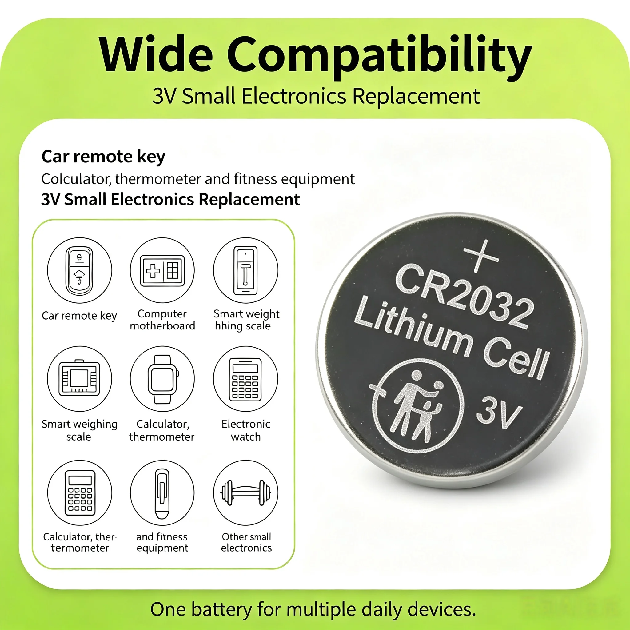 5-60PCS CR2032 Coin Cell Battery 3V Compatible With BR2032/ECR2032  For Car Key Fob Scale Thermometer Watch Toy Fresh Stock