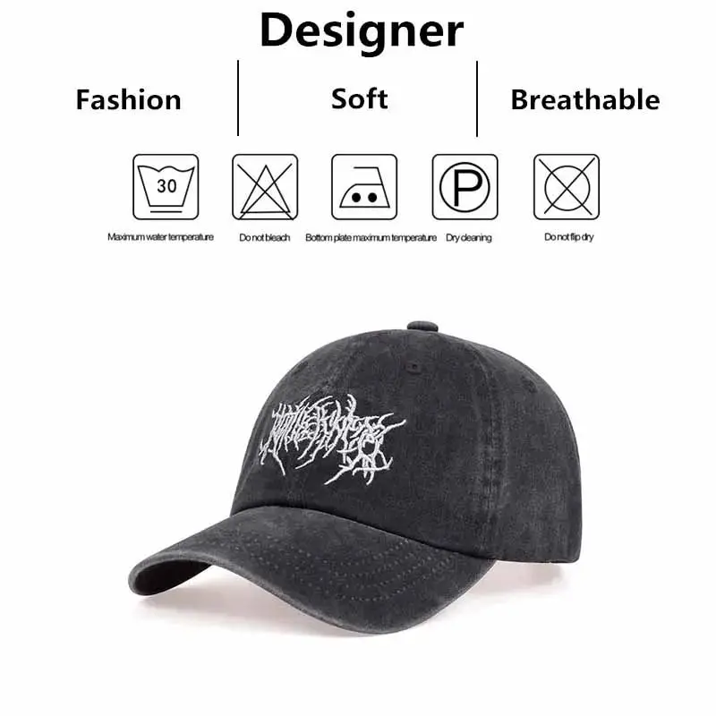 Unisex Geometric Embroidery Wash Baseball Caps Spring Autumn Outdoor Adjustable Casual Hats Sunscreen Hat