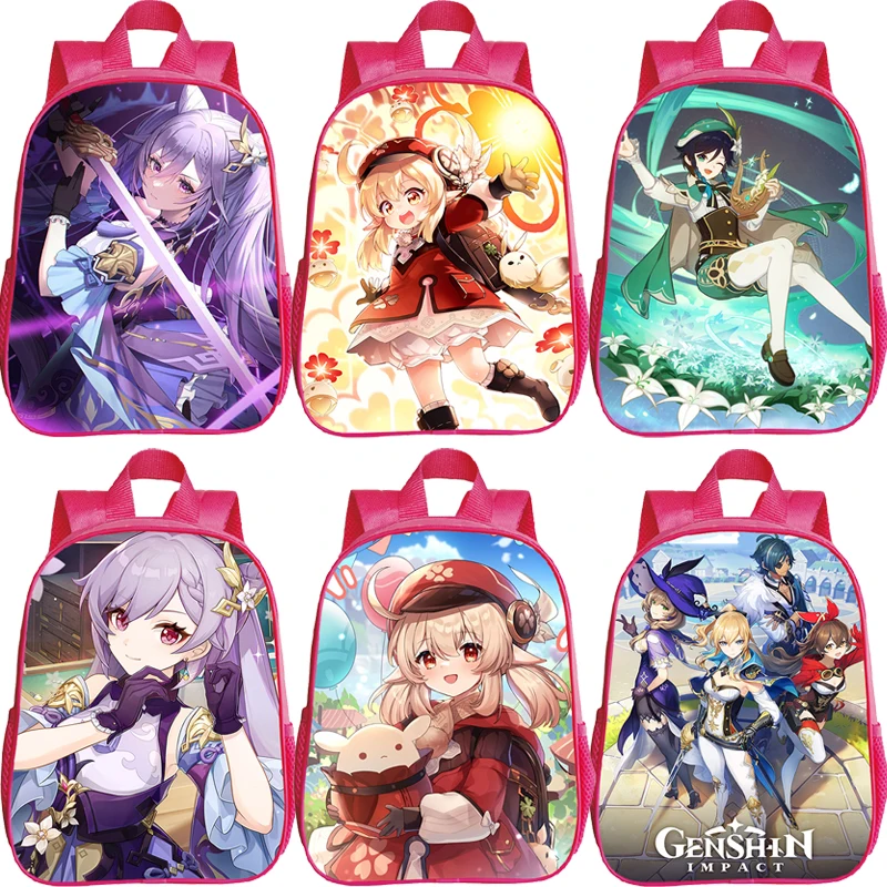 New Genshin Impact Backpacks for Girls Cartoon Game Printed Toddler Kindergarten Backpack Waterproof School Bags Kids Bookbag