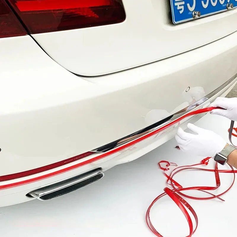 

Car Self-adhesive Anti Collision Strips Auto Decoration Protection Supplies Body Door Rear Trunk Red Anti-scratch Bumper Strips