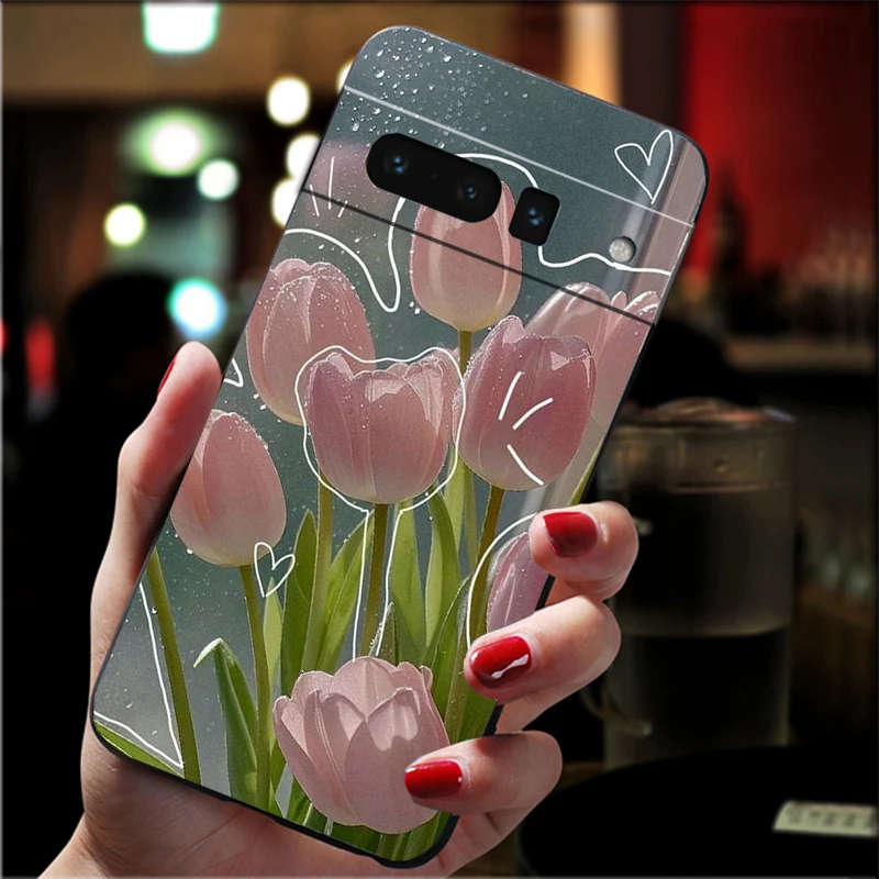 Cute floral Tulip Flower Soft TPU Silicone Phone Case For Google Pixel 10a 10 9 Pro XL 9A 8A 7A 6A 5A 3A 5 4 3