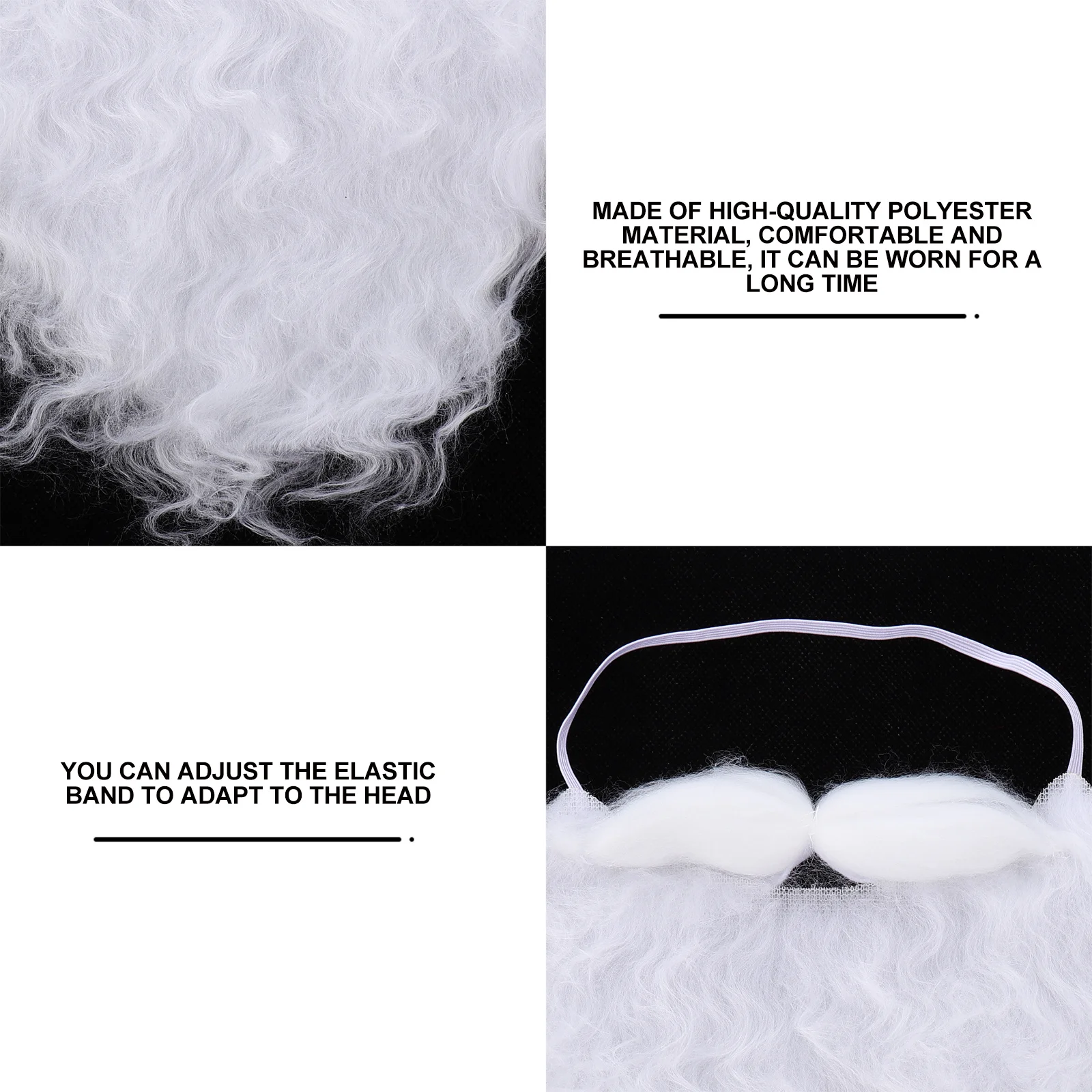 

4 шт., легкая удобная искусственная борода Санта-Клауса, рождественский реквизит, борода, отличная текстура, прочная для длительного использования