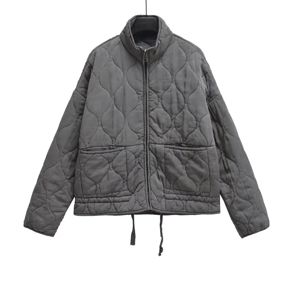 

Women's Loose Stand Collar Cotton Coat Autumn Winter Street Fashion Light Cotton-Padded Jacket European American Style