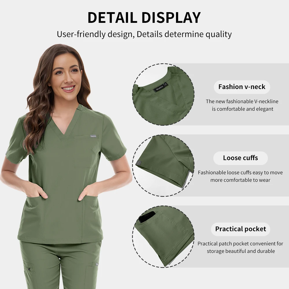 Vendita calda Medico Unisex Scrub Uniforme Ospedale Infermieristica Medica Scrub Traspirante Infermieristica Sanità Farmacia Abbigliamento Da Lavoro Spa Uniforme