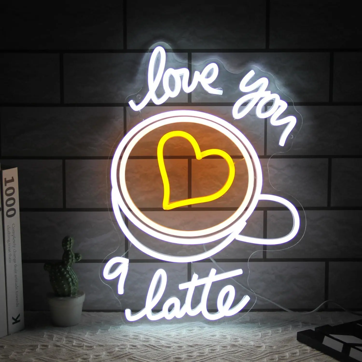 

Coffee Bar Neon Sign Love You A Latte Coffee Cup LED Dimmable Lights for Coffee Shop Bedroom Kitchen Cafe Decor Signboard Lights