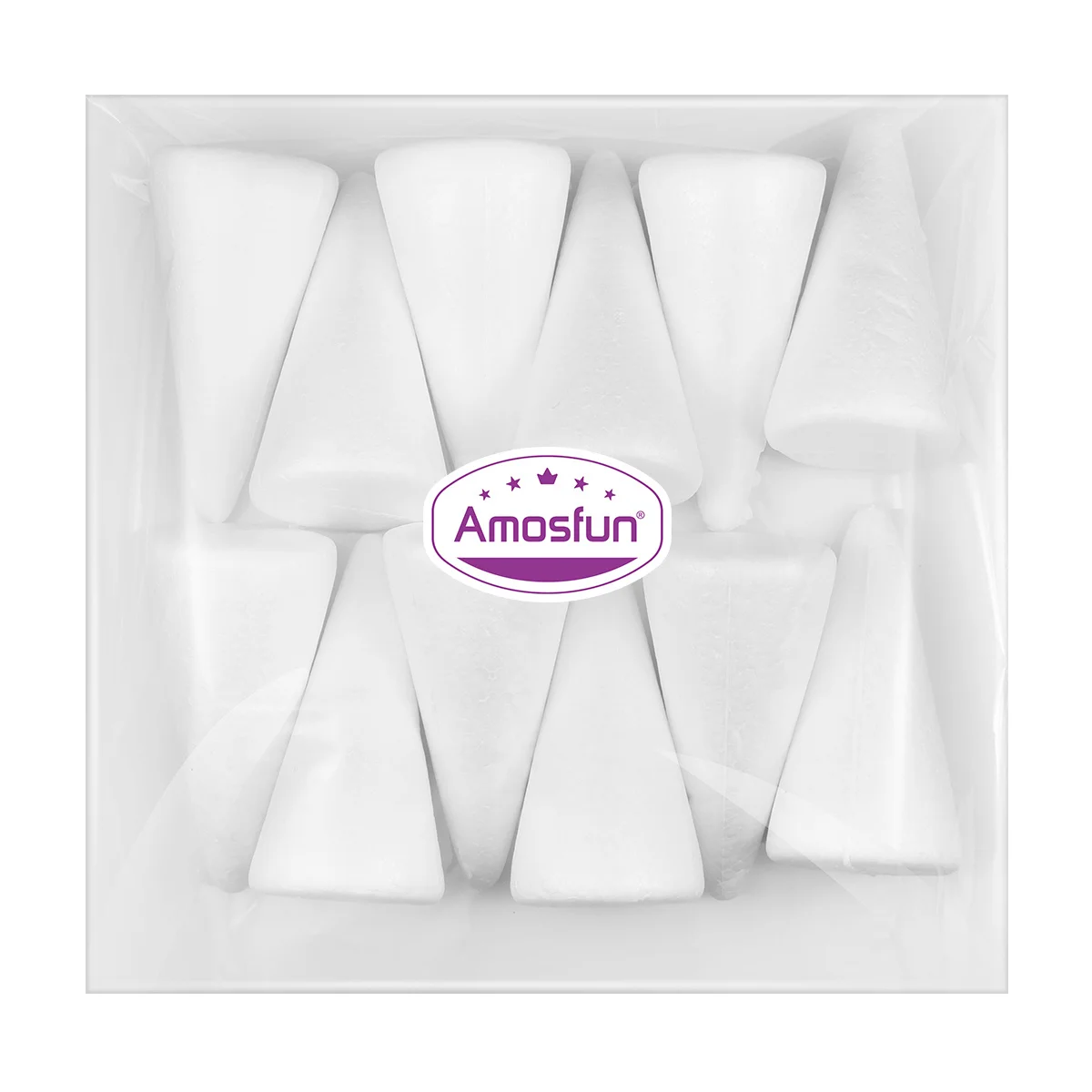 

12Pcs Foam Cones White 15cm DIY Cone Craft Supplies for Kids Preschool Church Winter Ornament Cone Craft Ornament