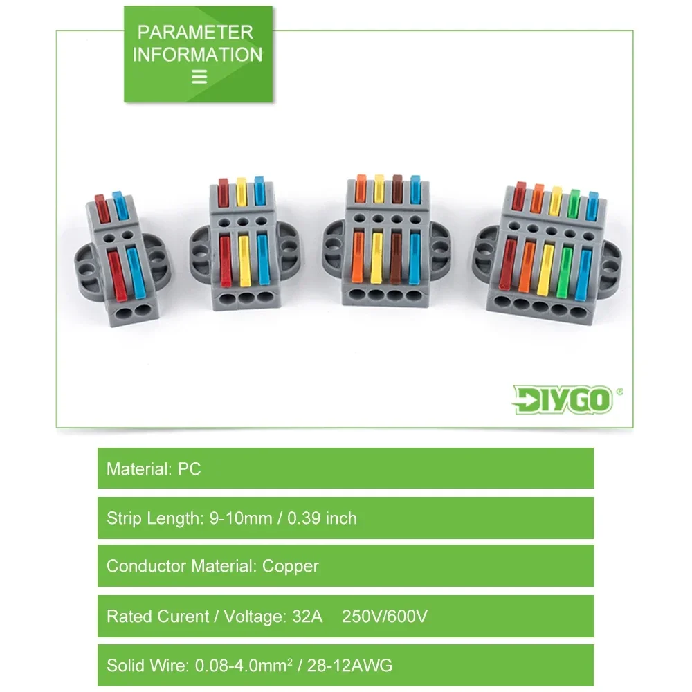 Multi Channel Docking 2/3/4/5 Ports Electrical Wire Connector Push-in Colour Lever Wiring Terminal Block For Cable Connection