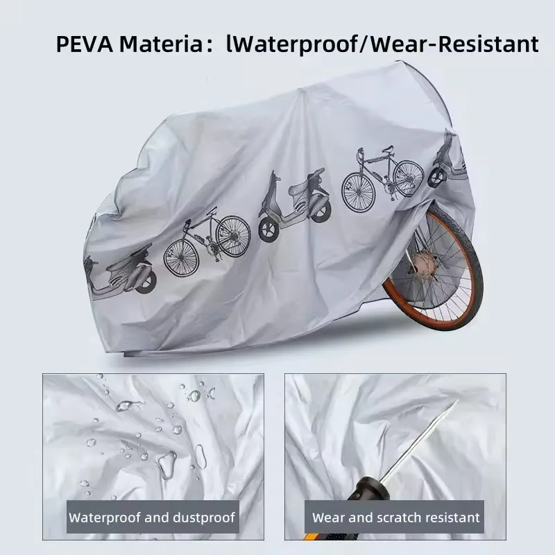 Fahrradausrüstung PEVA-Material Regenfeste Fahrradabdeckung Outdoor Sonnenlichtabdeckung Mountainbikeabdeckung Fahrradausrüstung – Detail 4