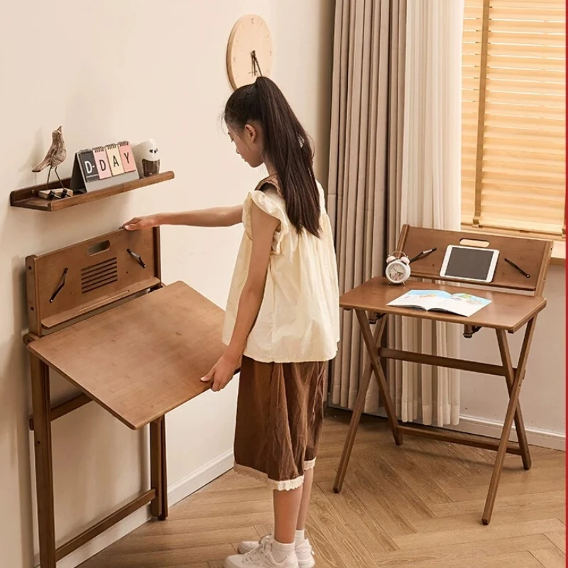 Adjustable Foldable Kids Study Desk Student Writing Workstation Bedroom Bedside Computer Table for Learning Office Furniture