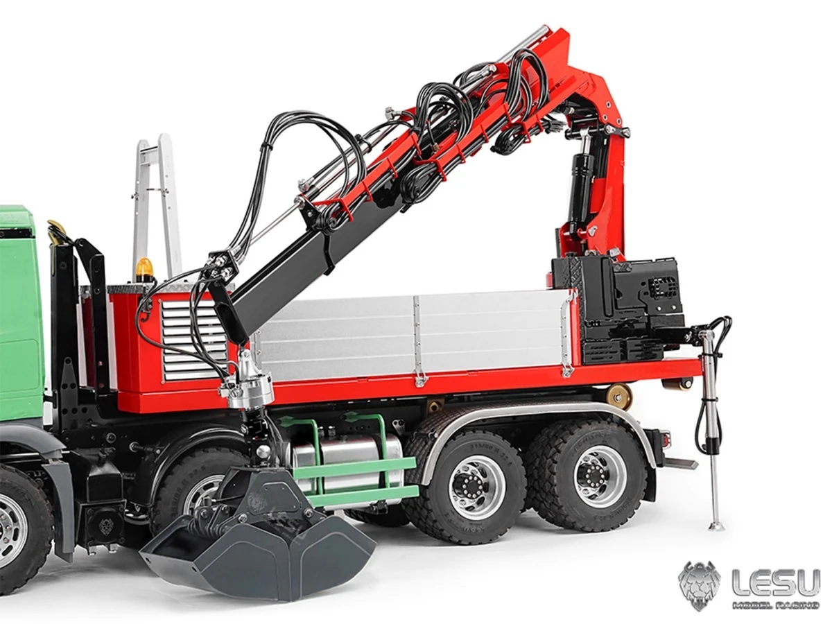 Cubo de agarre de Metal modelo Lesu para camiones RC 1:14 Grúa montada en camión hidráulico Lesu