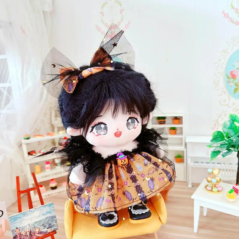 20cm Halloween All Saints' Day Idol Dolls Girls Strap Dress Headwear Clothes Set Winter Ningning Karina Giselle Fans Gift