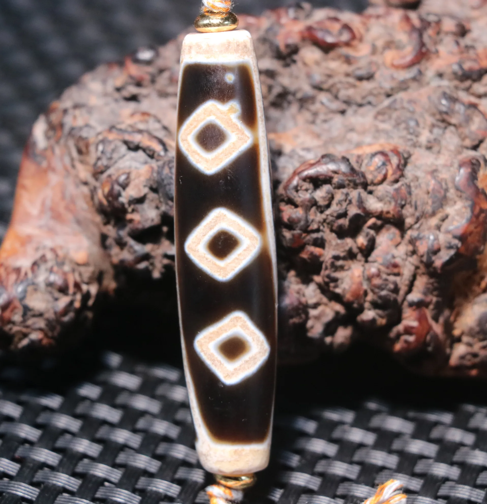 Magic Tibetan Old Agate Fold Line 6 Kingkong Diamond Eye dZi Bead Amulet Pendant For M Jewelry LKbrother Talisman UPS1216AQs