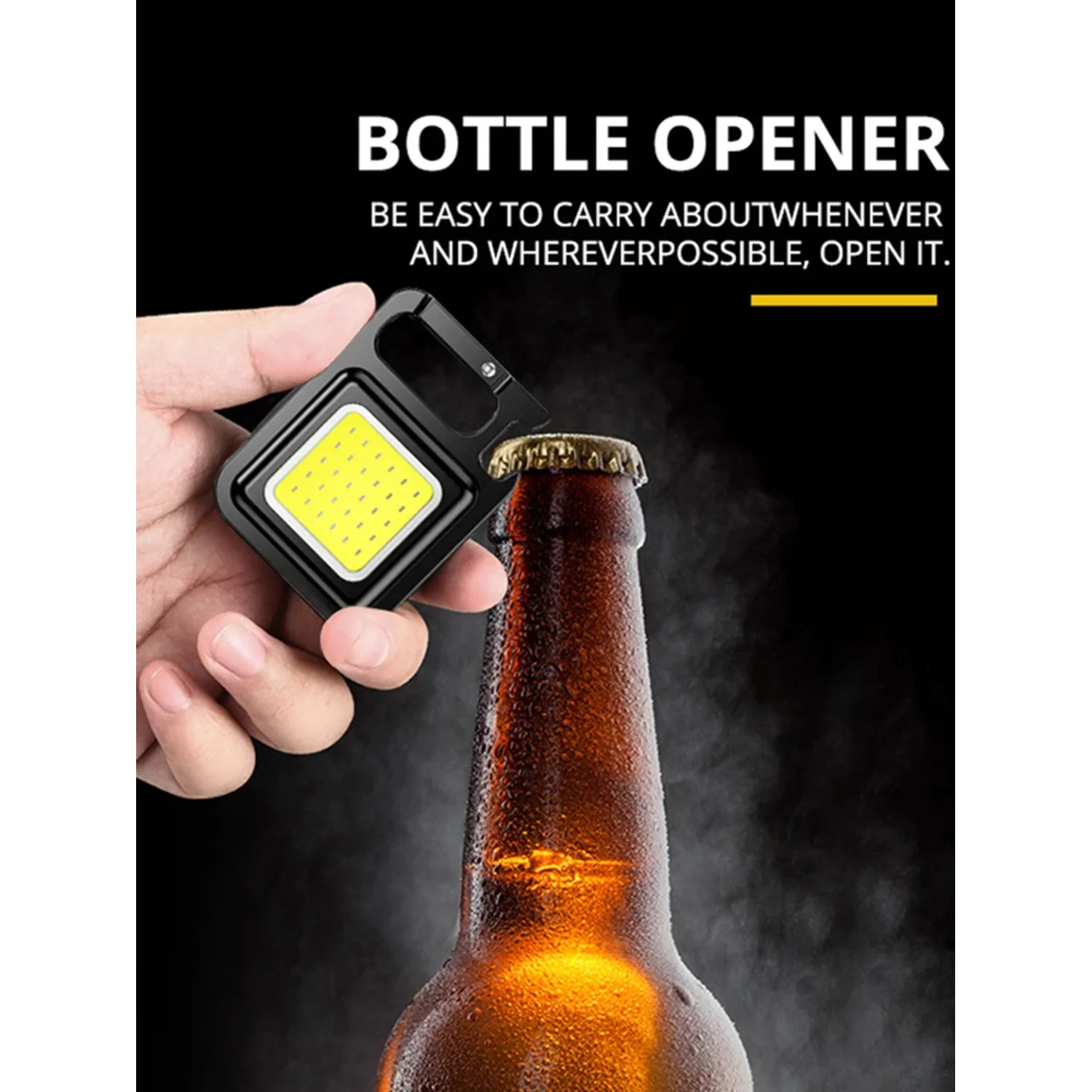 ضوء عمل قوي محمول USB قابل لإعادة الشحن ضوء العمل سلسلة مفاتيح صغيرة مقاوم للماء 400LM 4 أوضاع إضاءة للتخييم في الهواء الطلق