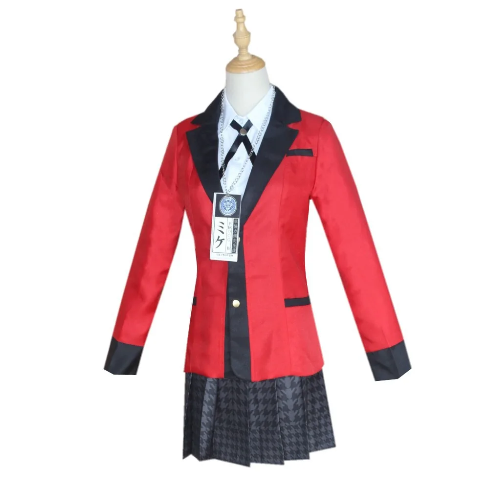 Kakegurui Jabami Yumeko Cosplay Kostuum Pruik Halloween Sayaka Dwangmatige Gokker Anime School Meisje Geplooide Rok Uniform Volledige Set