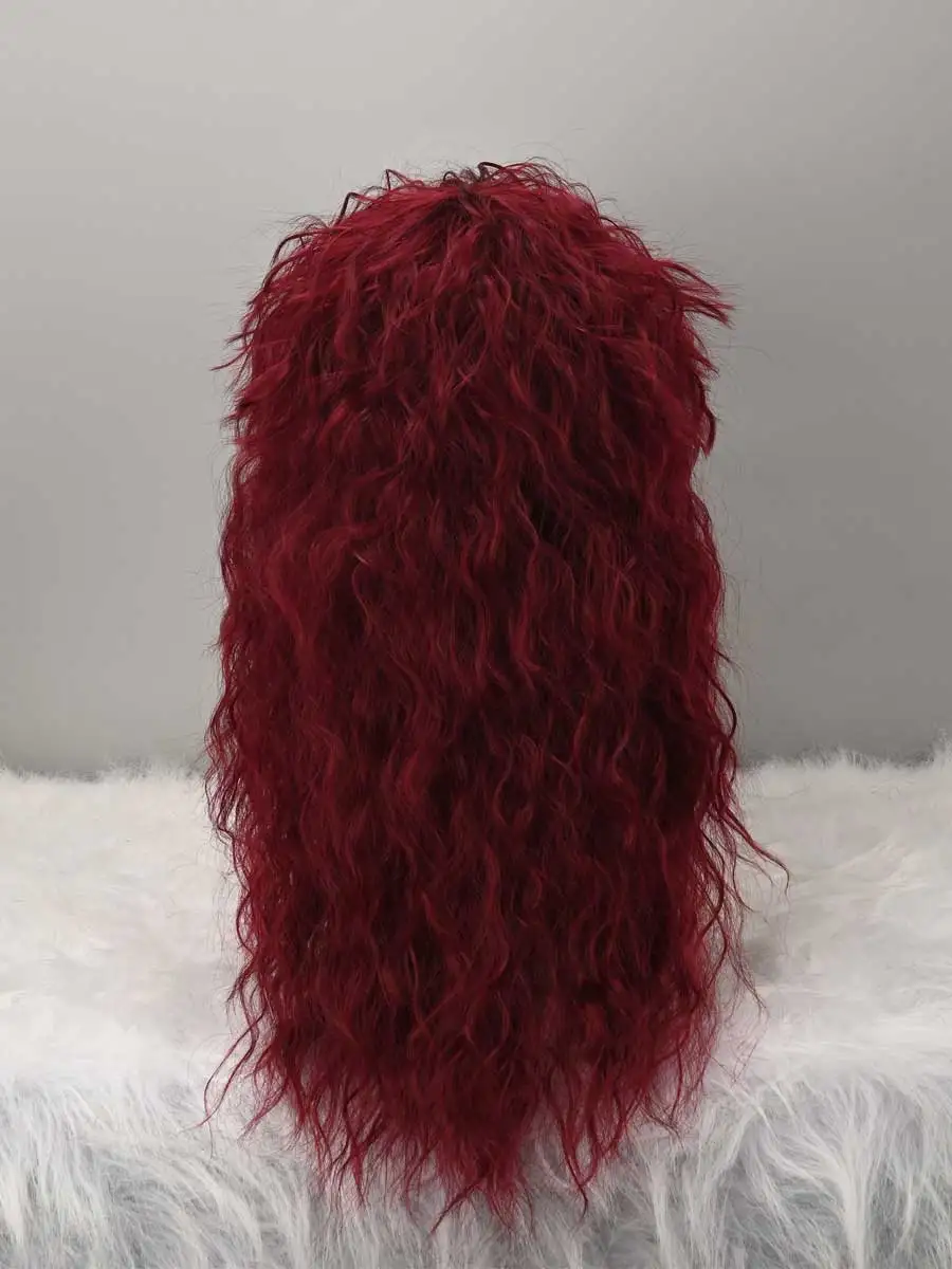 80s Wigs for Wavy Mullet Wigs for Heavy Metal Rocker Wig Halloween Costume Party Synthetic Wig