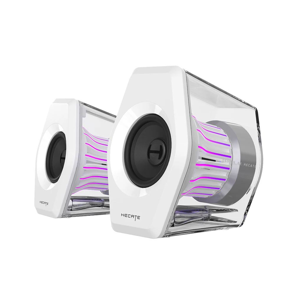 EDIFIER G2000 PRO Desktop 2.0 Gaming Speakers 32W 3 Inch Driver RGB Verlichting 7.1 Surround Sound Bluetooth 5.4 USB C USB A 3.5MM Ingang Muziek Game Film Modi Transparante Behuizing Versterkte Bas