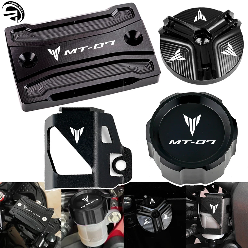 

For Yamaha MT-07 MT07 MT 07 FZ07 2014-2025 2024 2023 Motorcycle Front Rear Brake Fluid Reservoir Cap Guard Oil Filler Cover Cap