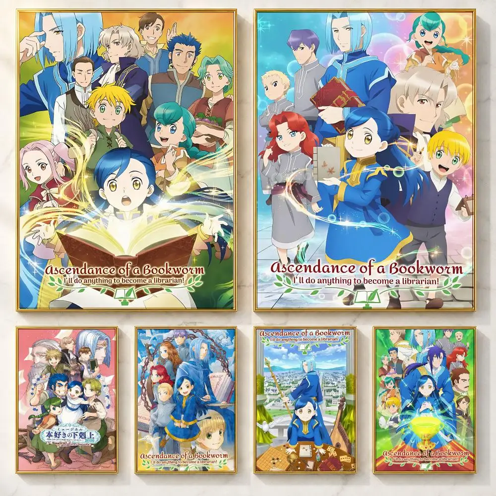 Isekai Fantasy Anime A-Ascendance of a BookwormS Poster Self-adhesive Art Poster Decoracion Painting Wall Art White Kraft Paper