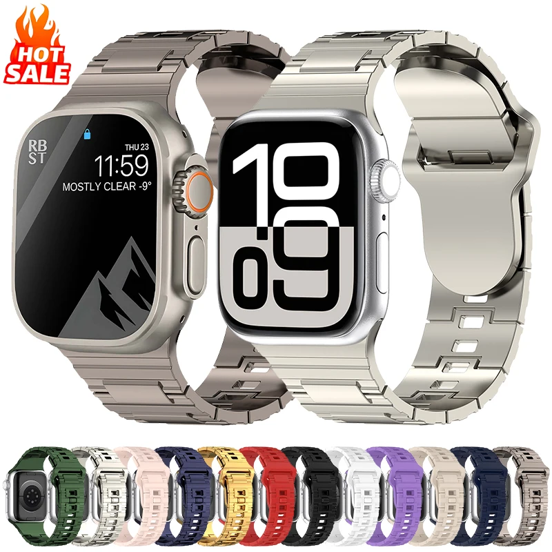 

Силиконовый ремешок с покрытием для Apple Watch Strap Ultra 2 49 мм Серия 10 46 мм 45 мм 41 мм 44 мм 40 мм 42 мм Браслет IWatch 9 8 7 SE 6 5 4