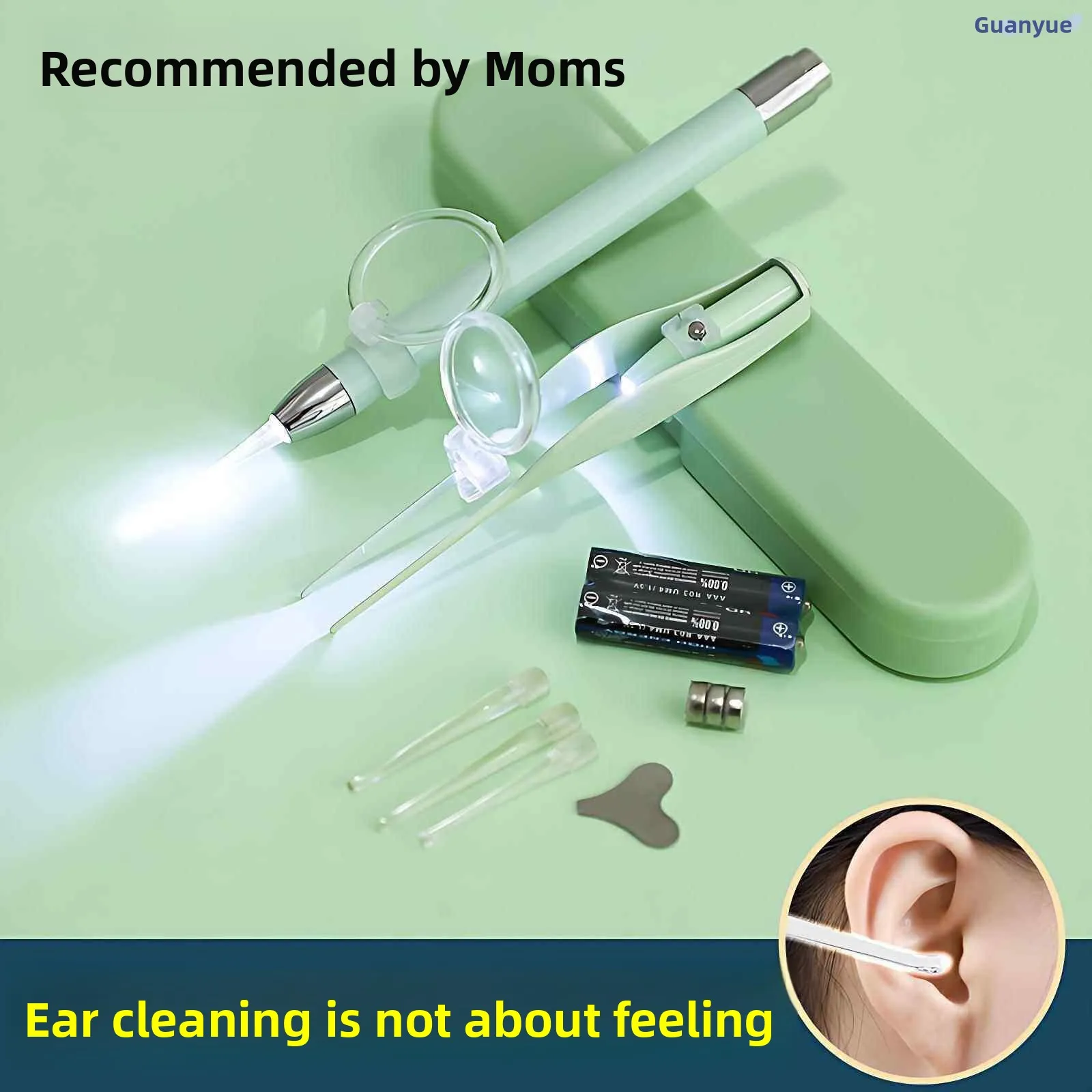 

Visual Lighting Ear Spoon Tool Set for Children Non-Damaging Glowing Illumination Ear Cleaning Kit Home Personal Care Tools