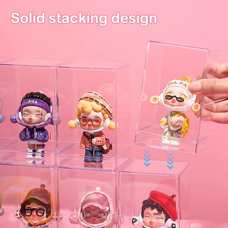 Stackable Acrylic Mystery Box Storage Display Frame Single Transparent Doll Box Display Stand Case Dust Proof Toys Collectible