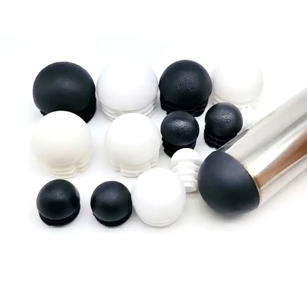 2/4/10pcs Black/White Domed Round Plastic Blanking End Caps Chair Feet Tube Pipe Inserts Plug 16/20/28/30/35/38/40/42/45/48/50mm