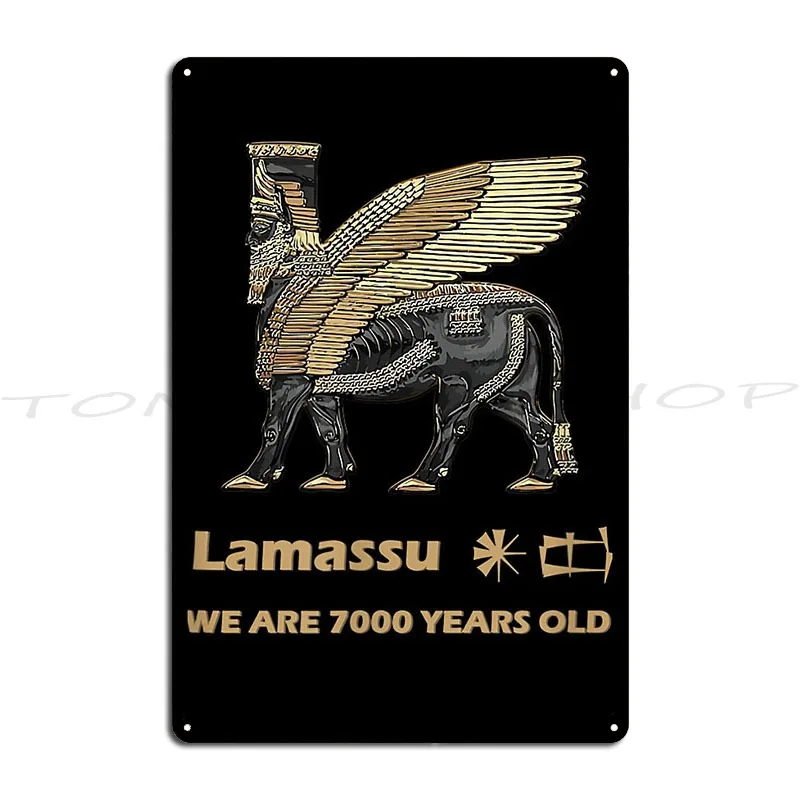 The Assyrian Winged Bull Gilgamesh Assyria Lamassu Cuneiform  Metal Signs Cinema Cave Club Wall Decor Iron   Tin Sign Poster