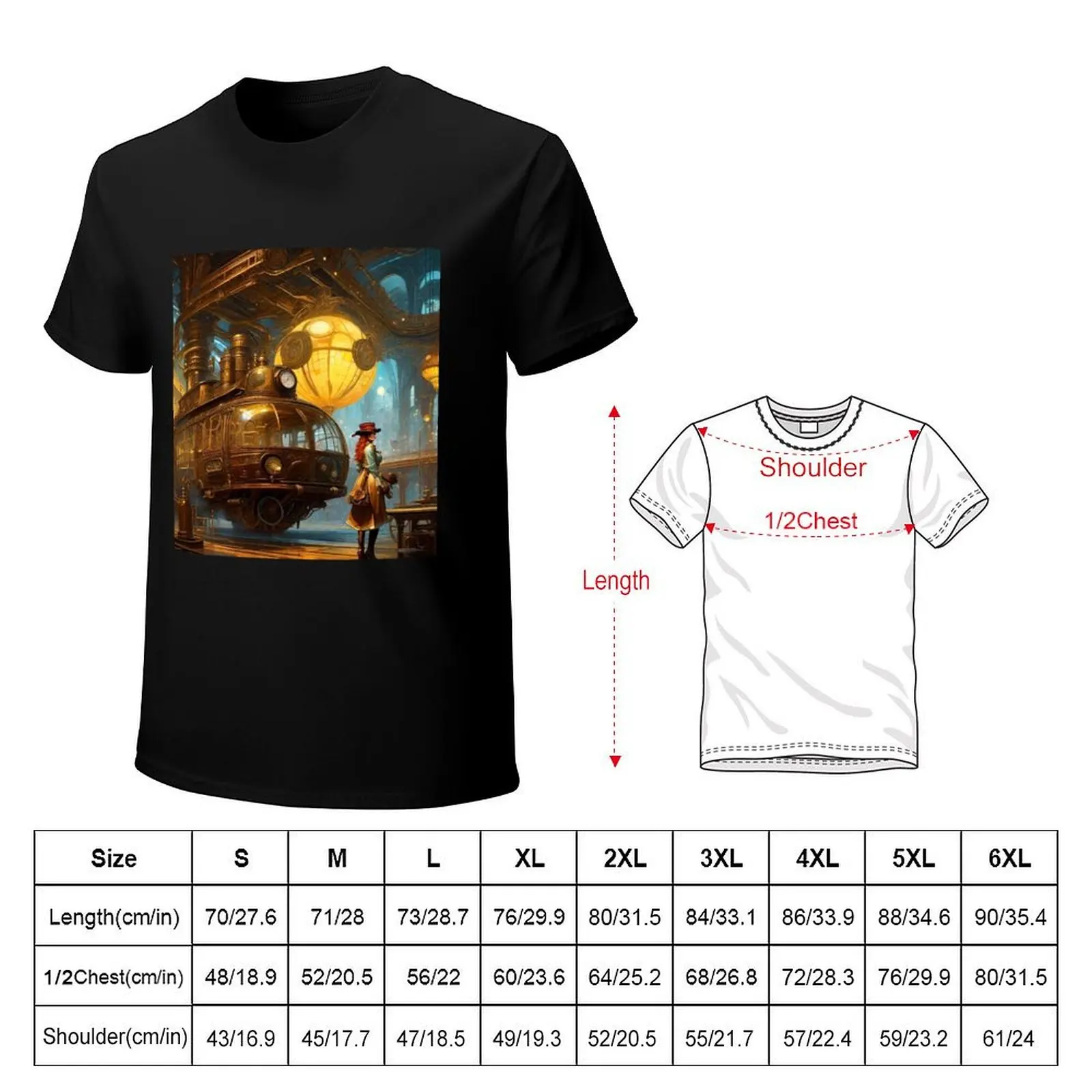 Steam Powered Tram - Surreal Fantasy Art T-Shirt Street Style Casual Tee Shirt